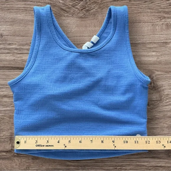 Roxy Good Keepsake Crop Top Blue Textured Tank Womens M - Picture 3 of 7